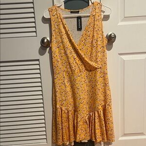 Yellow Floral Sleeveless Dress